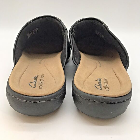 Clarks Collection Laurieann Ella Clogs Women's 9W Black Leather Slip-On Shoes - Picture 4 of 12